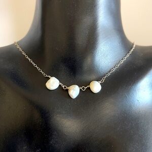 Sterling silver unmarked freshwater pearl necklace